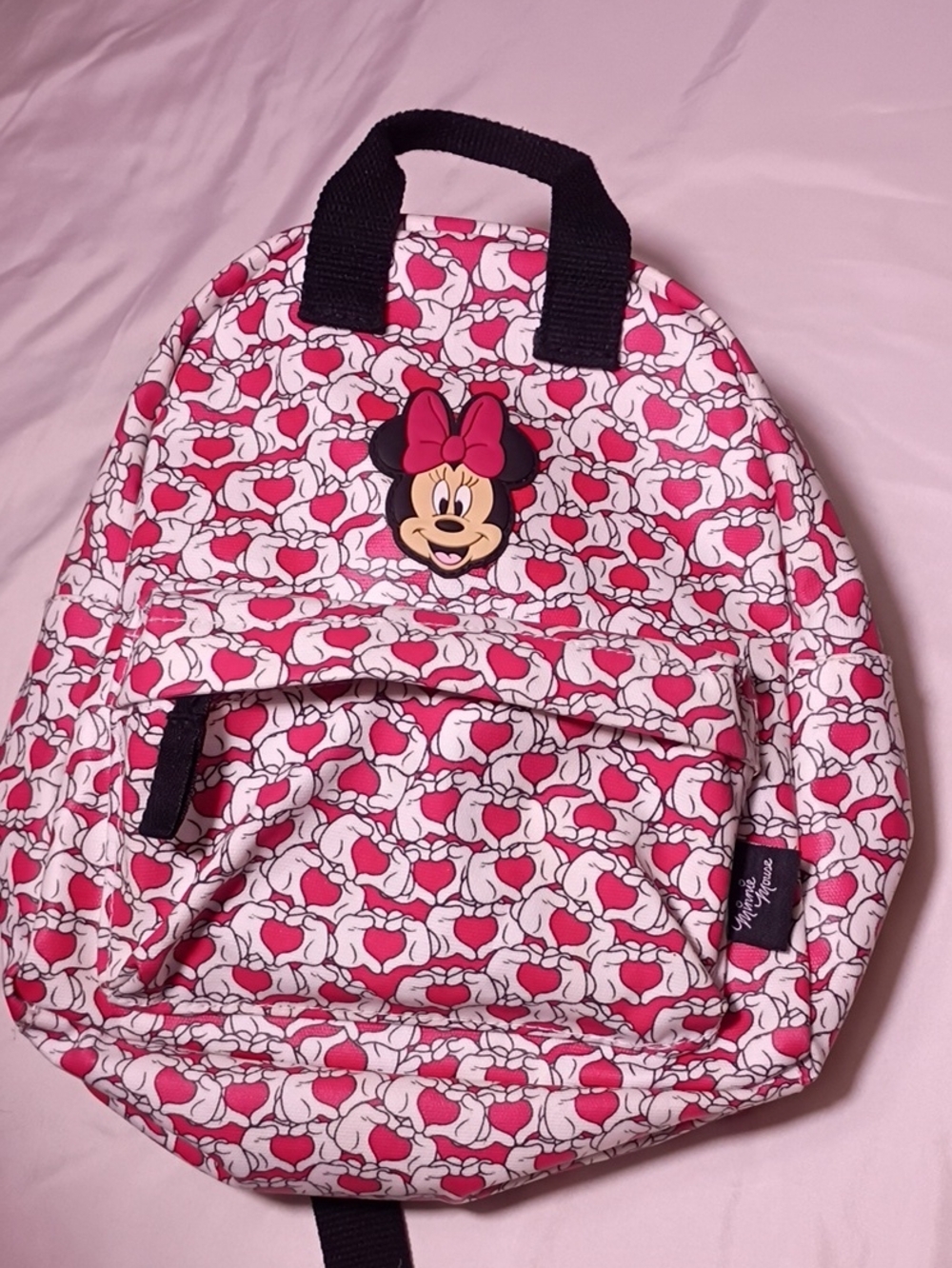 Zara Pink and White Minnie Pattern Kids Backpack
